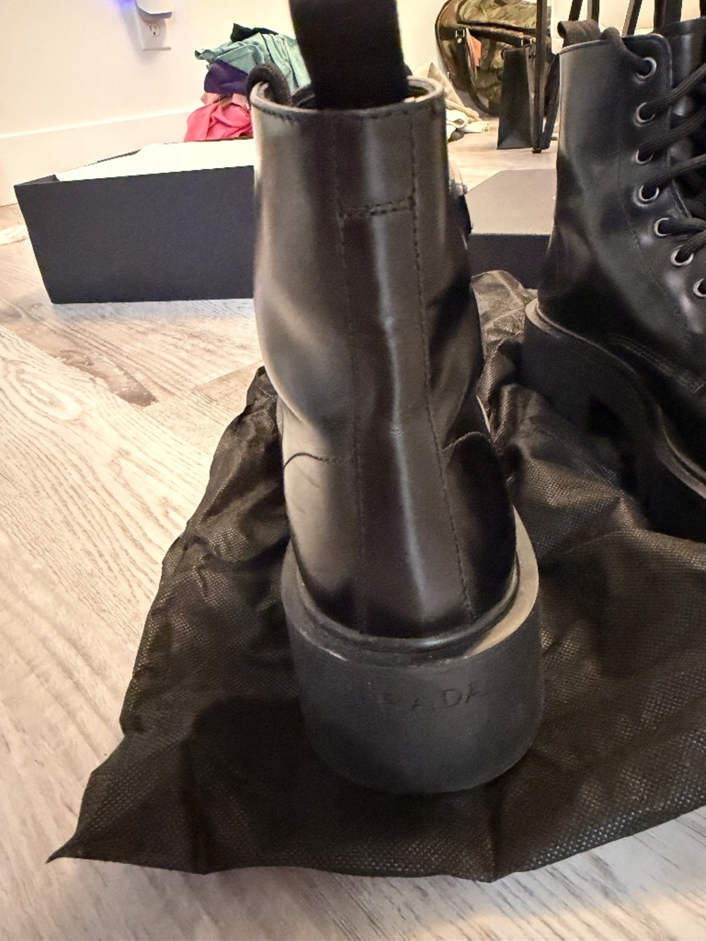 Men's Prada Laced Black Boots - Size 7 - Lightly Used - Picture 3 of 16